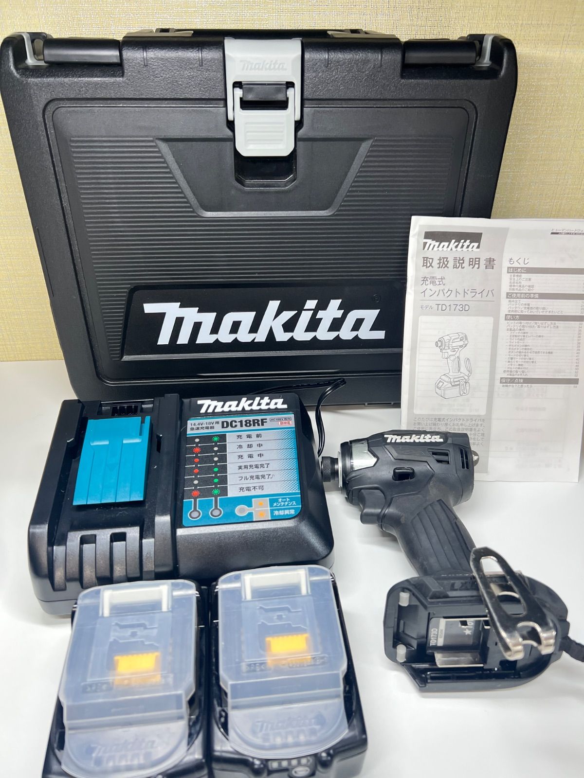 makita マキタ 充電式インパクトドライバー　18V 6.0Aバッテリ2個付　TD173DRGXB 24,500円