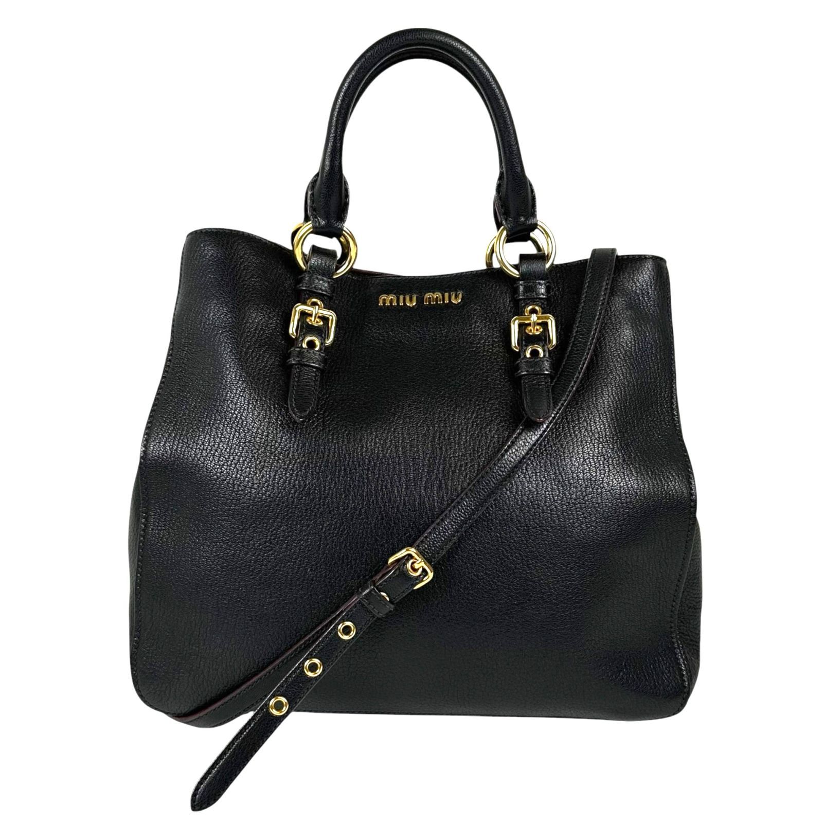 【MIU MIU】ミュウミュウ RN0881 マドラス 2WAYトートバッグ ブラック レザー レディース 【中古】USED-A 【9304】 44,070円