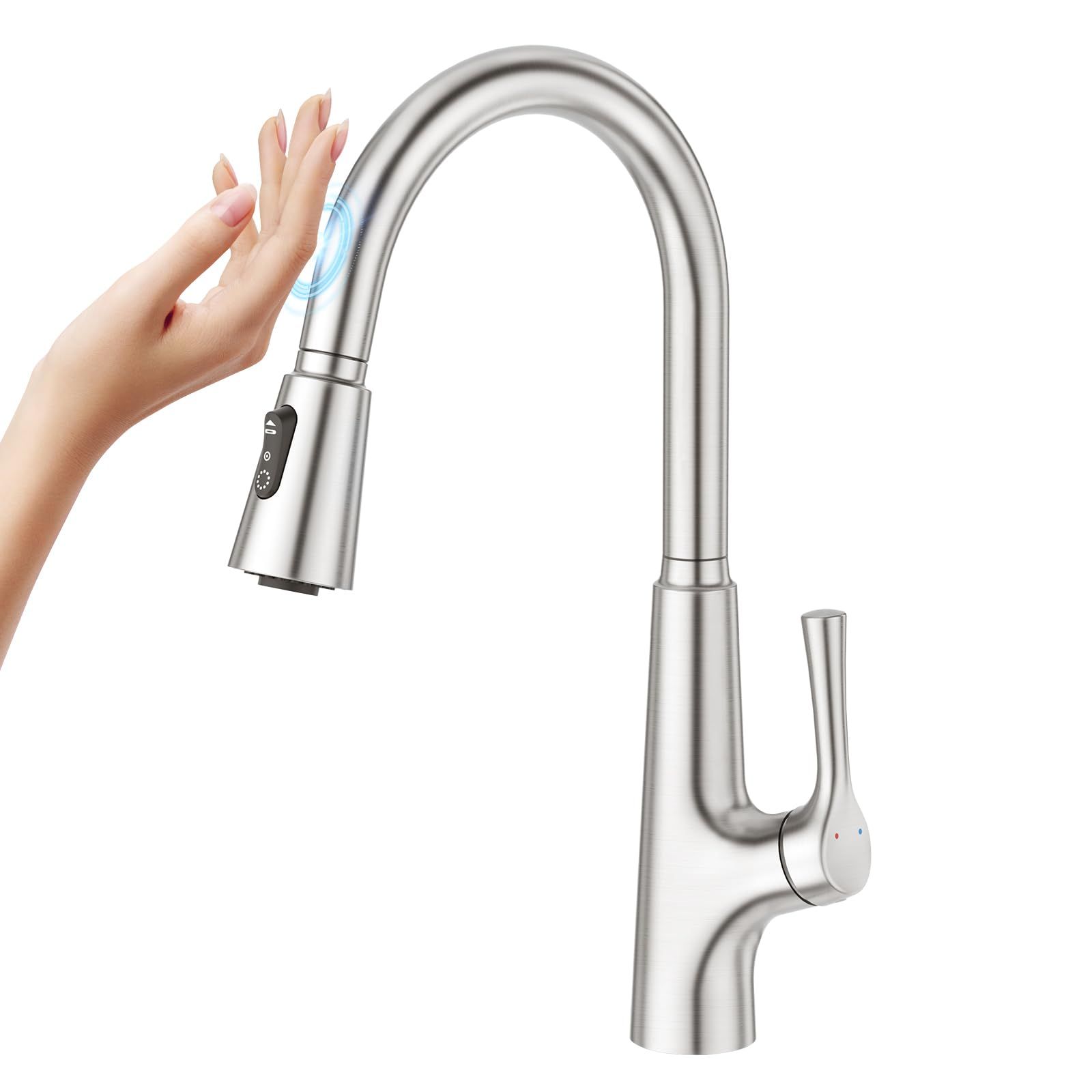 ☆新品☆faustinaタッチセンサー水栓 キッチン蛇口 ３モード水流 キッチン混合水栓 キッチン水栓シャワー ホース引き出し式 ステンレス製