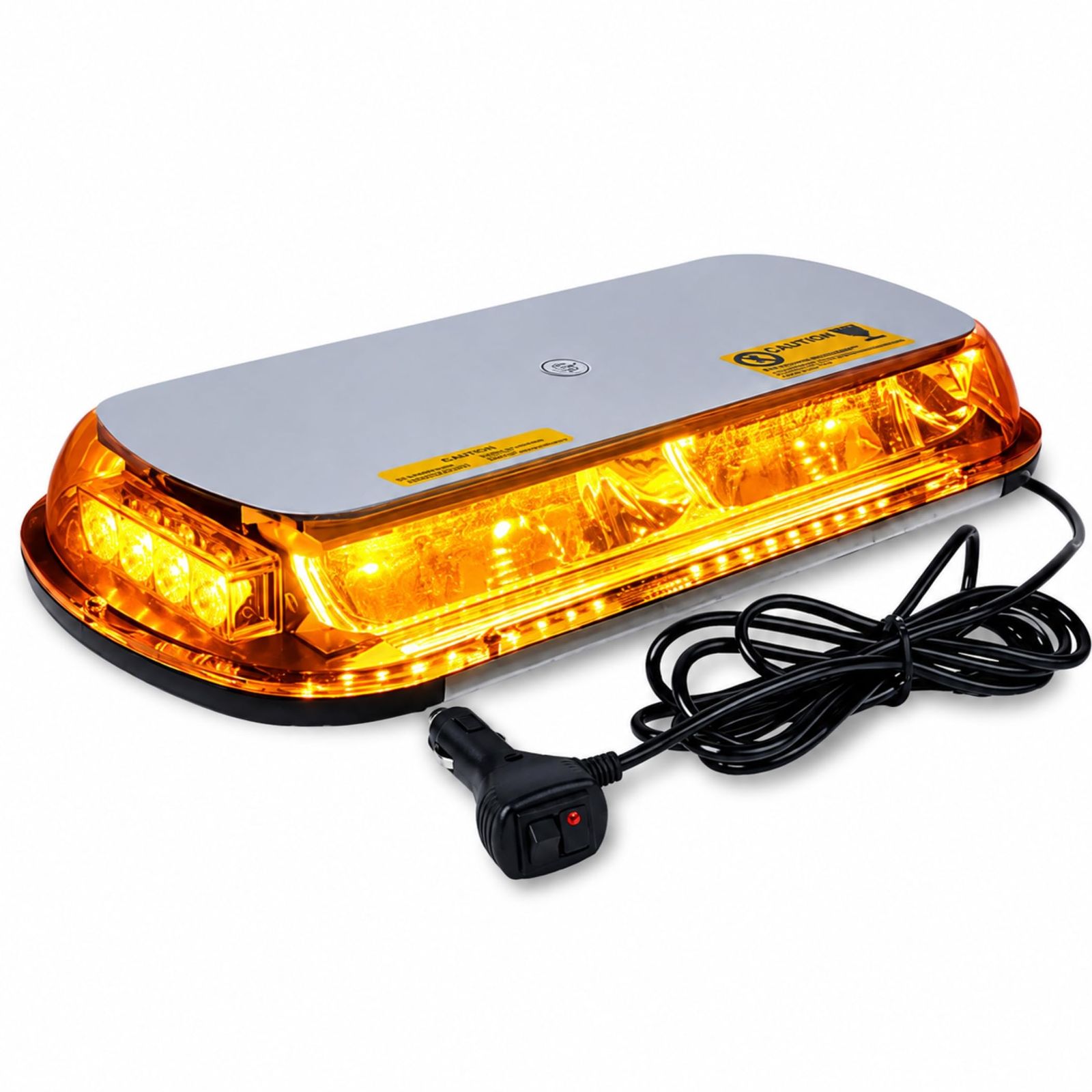 パトランプ 回転灯 LED 12V/24V 兼用 45cm ワイド 大型 シガーソケット式 フラッシュ ストロボ 点滅 作業灯 警告灯 (アンバー) [アンバー]