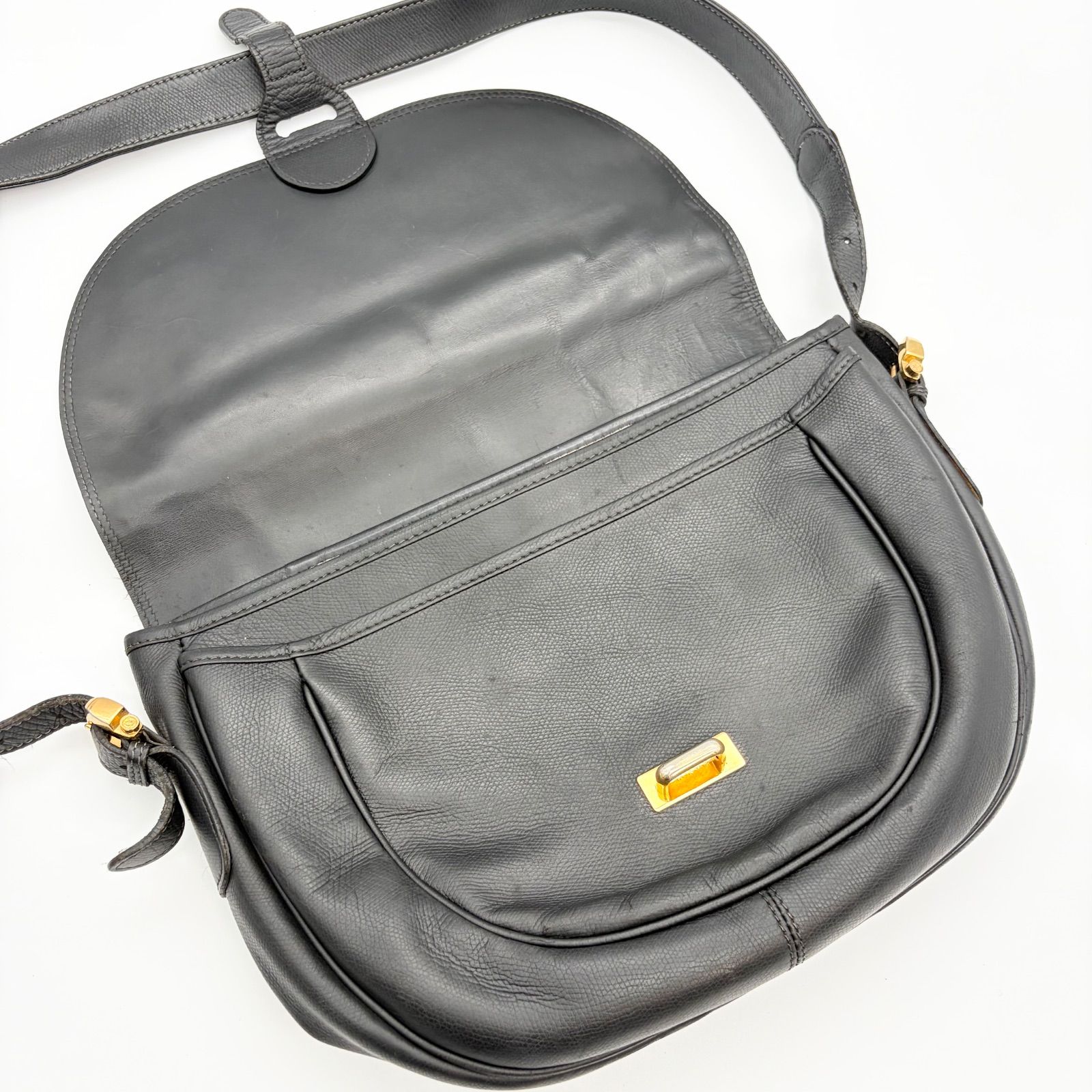LOEWE ロエベ ショルダーバッグ レザー アナグラム ブラック ハーフ