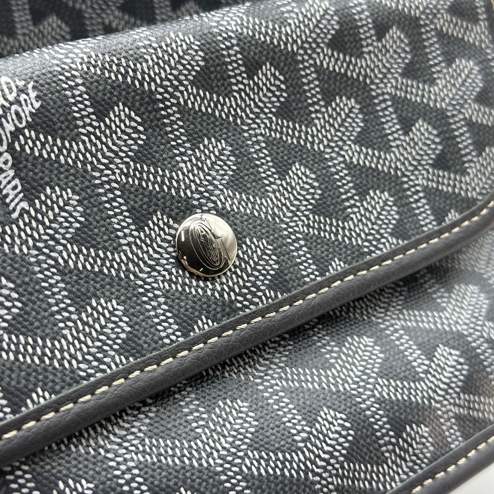 GOYARD ゴヤール サンルイ PM トートバッグ グレー PVC× レザー ポーチ