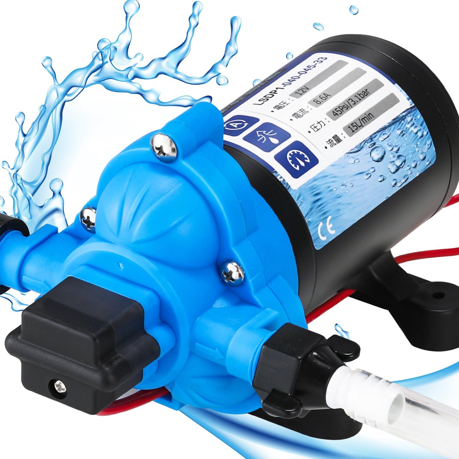 NEWTRY ダイヤフラムポンプ 33シリーズ 給水 排水ポンプ 15L/min 45Psi 揚程31m 12V 自吸式 自動起動・停止 圧力スイッチ 圧力調整可能 庭の水やり、液体充填、キャンピングカー、家庭用水など用 水道水、海水、雨水な a8c85d28