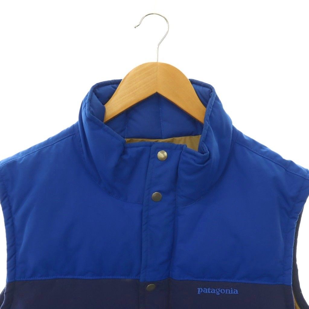 パタゴニア Patagonia ダウンベスト 切替 ロゴ M ネイビー ブルー /DF