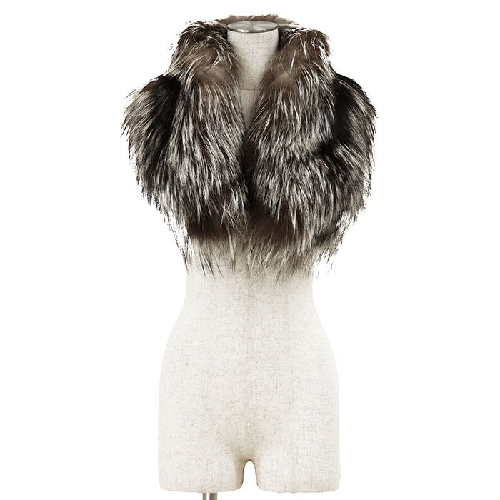美品フェンディFENDIパール付きフォックスファー ショール毛皮 美品】FENDI フェンディ ファーショール リボン サイズ表記無 モヘア