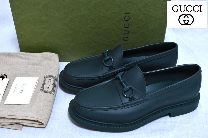 【国内正規品】新品 GUCCI ホースビット ラッカーフィニッシュ ローファー 9 771340 グリーン グッチ 正規品 レイン ラバーシューズ