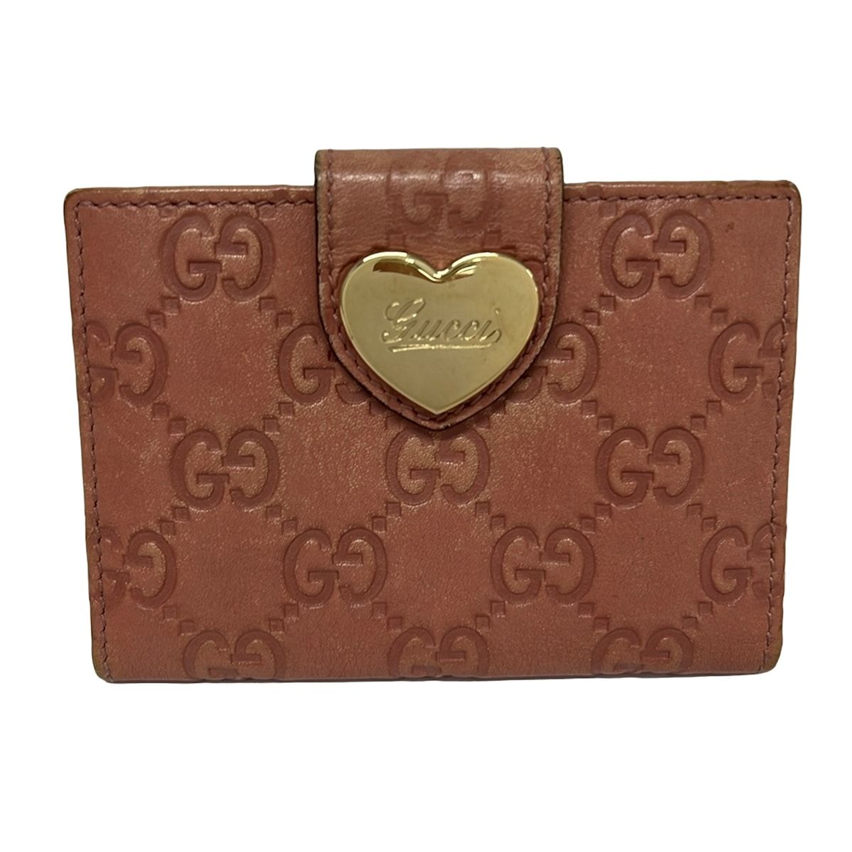GUCCI(グッチ) パスケース シマライン 224261 ピンク ハート レザー