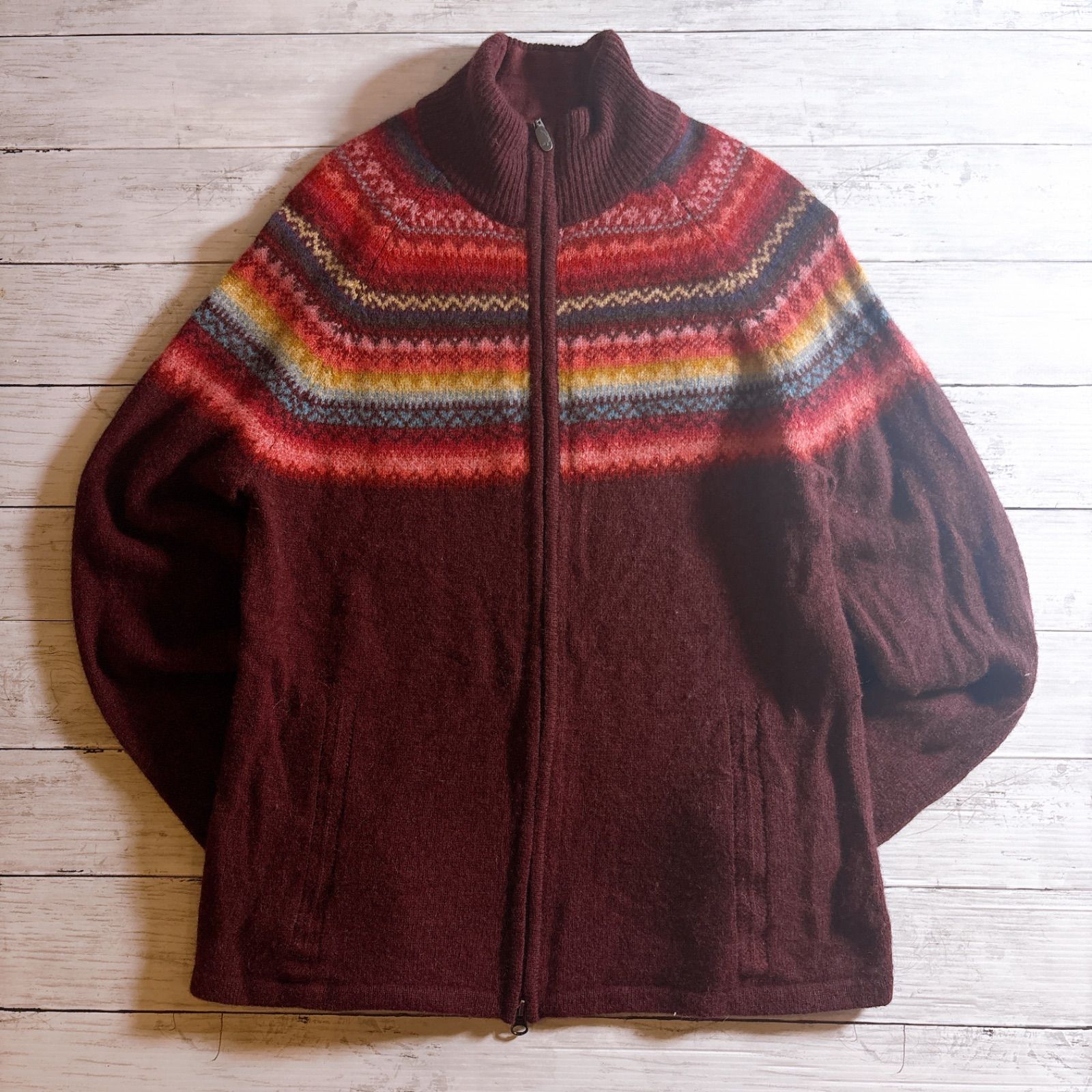雰囲気抜群】EDDIE BAUER ZIP SWEATER エディーバウアー バーガンディ
