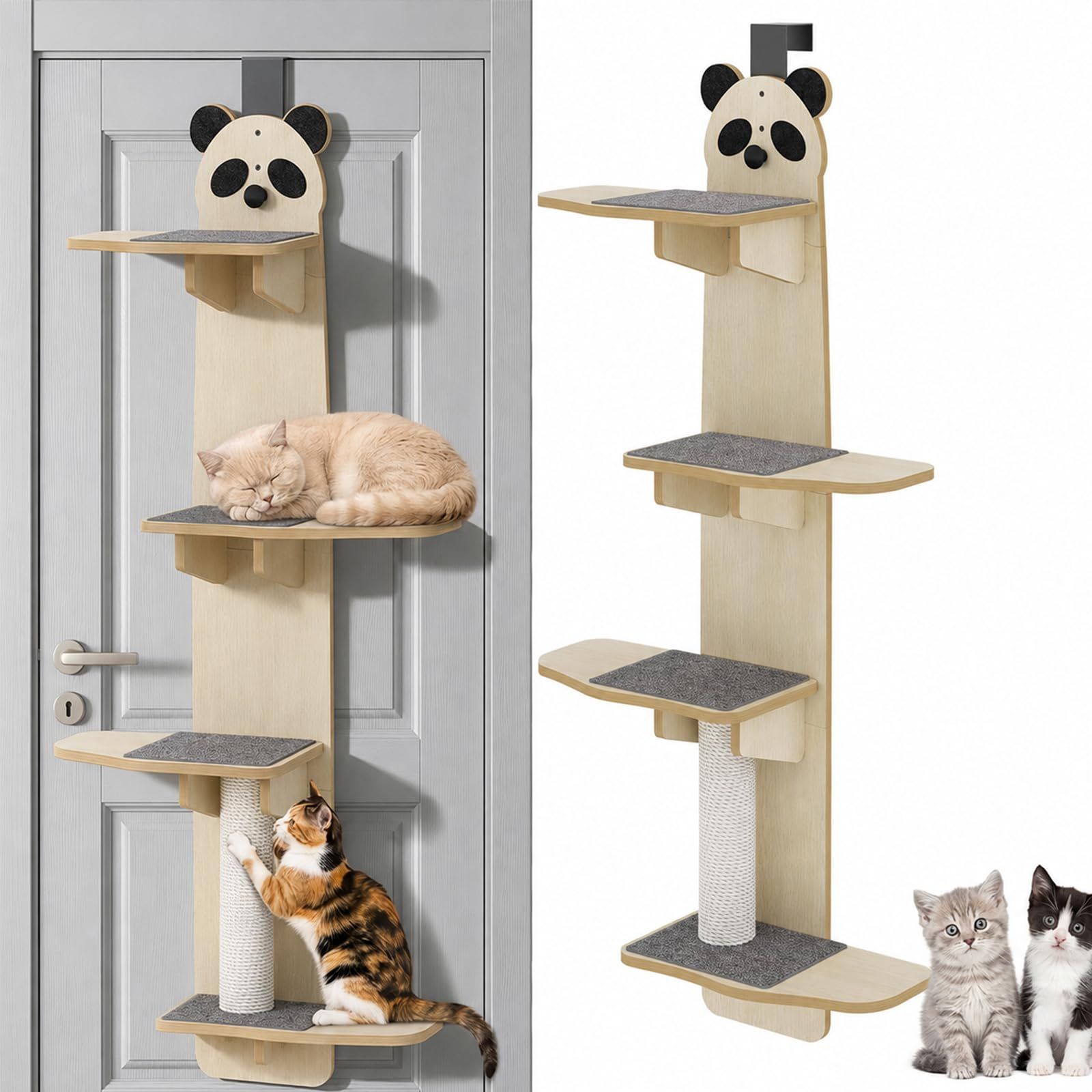 キャットウォーク 賃貸 吊り下げ ドア掛け キャットタワー 猫タワー 猫爬架 扉掛け 猫ステップ 爪とぎシート付き 省スペース 猫用運動不足解消 総長150cm パンダフェイスデザインmt 0fdfab5a
