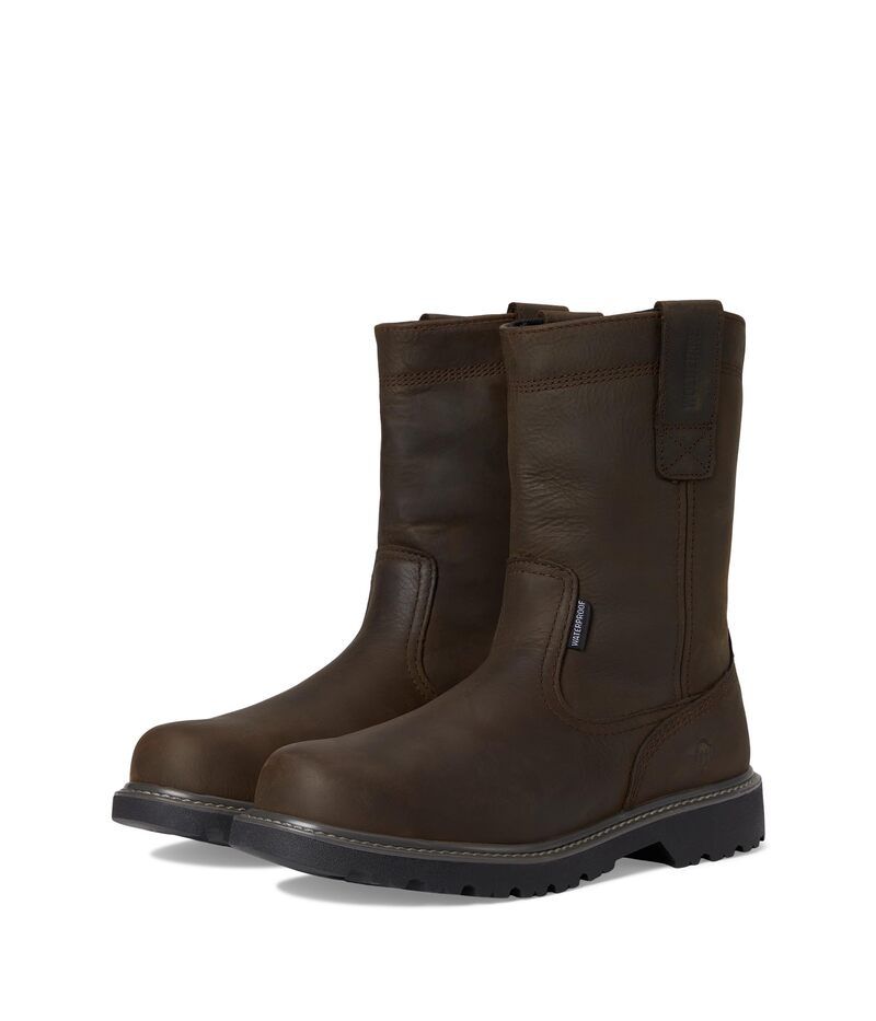 ウルヴァリン メンズ シューズ ブーツ・レインブーツ Tシャツ Wolverine Floorhand Welly 10 Steel Toe Dark Brown ブラウン