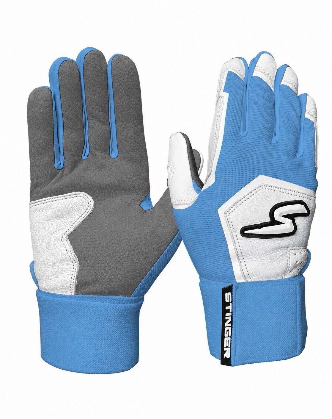 STINGER/スティンガー Winder Series Batting Gloves -Columbia - Blue/White & Graphite バッティンググローブ 野球 革手袋 打撃用 両手用　ロングカフ