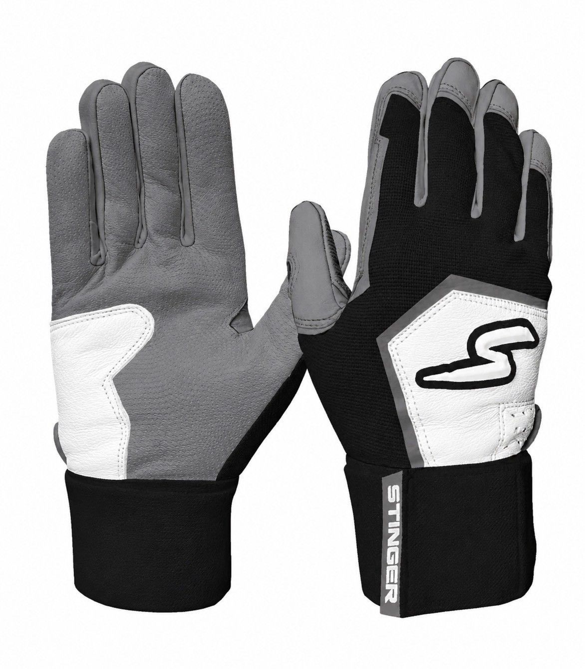 STINGER/スティンガー Winder Series Batting Gloves Graphite/Black - & White バッティンググローブ 野球 革手袋 打撃用 両手用　ロングカフ