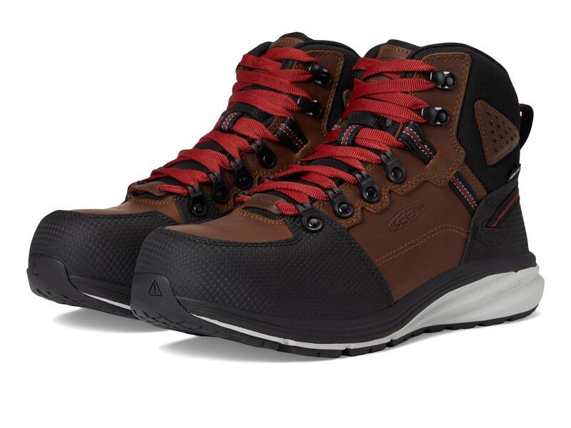 キーン メンズ シューズ ブーツ・レインブーツ Keen Utility Red Hook Mid Waterproof Comp Toe TobaccoBlack ブラック