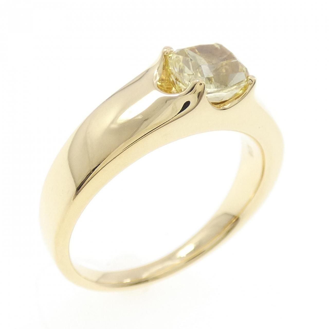 K18YG 1.00CT FIY SI1 Fancy Cut Diamond Ring