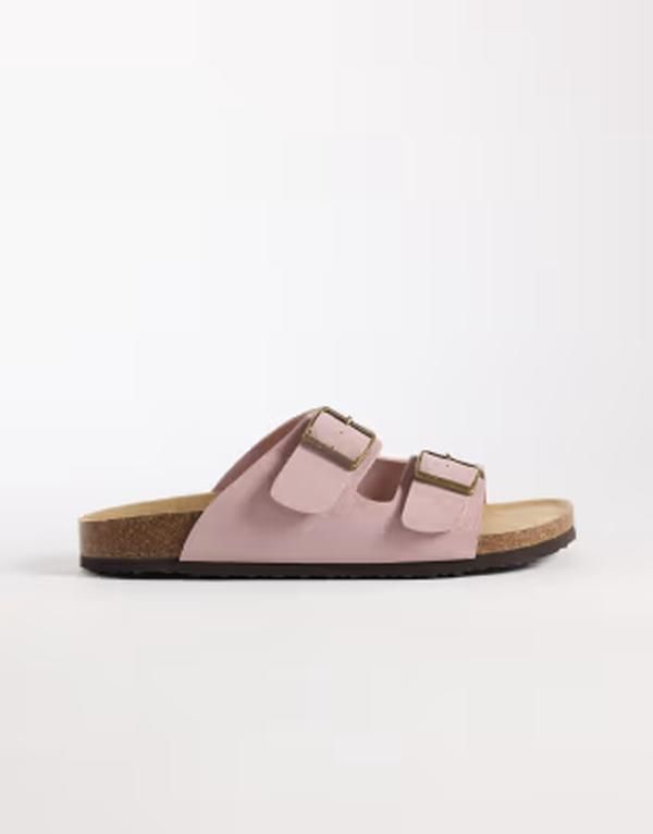 エイソス メンズ シューズ サンダル スエード ASOS DESIGN two strap sandals with cork soles in light pink bonded suede LIG