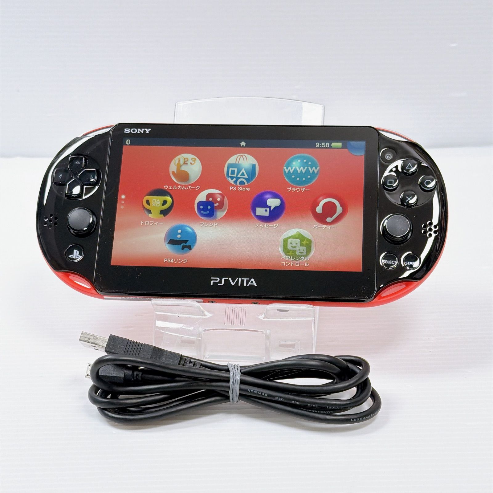 매우 아름다운 PSVITA PCH 2000 레드 블랙 1GB 내장 플레이스테이션 비타 FW3.74 플레이 가능 세트 작동 확인 소니 플레이스테이션 psvita 2000 컨트롤 넘버 M2241