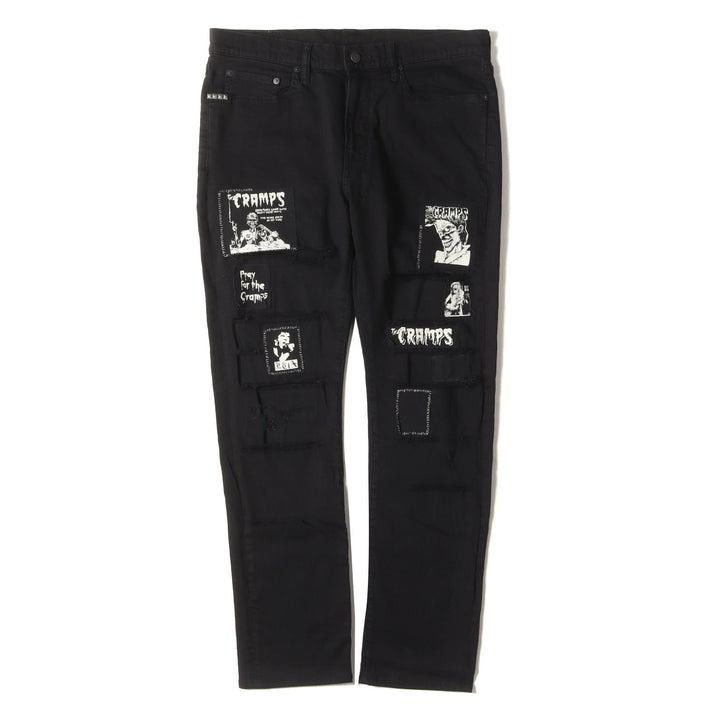 HYSTERIC GLAMOUR x THE CRAMPS｜ヒステリックグラマー クランプス CR/CRUSH＆PATCHリメイク SチノスリムPT スキニーパンツ 13,860円