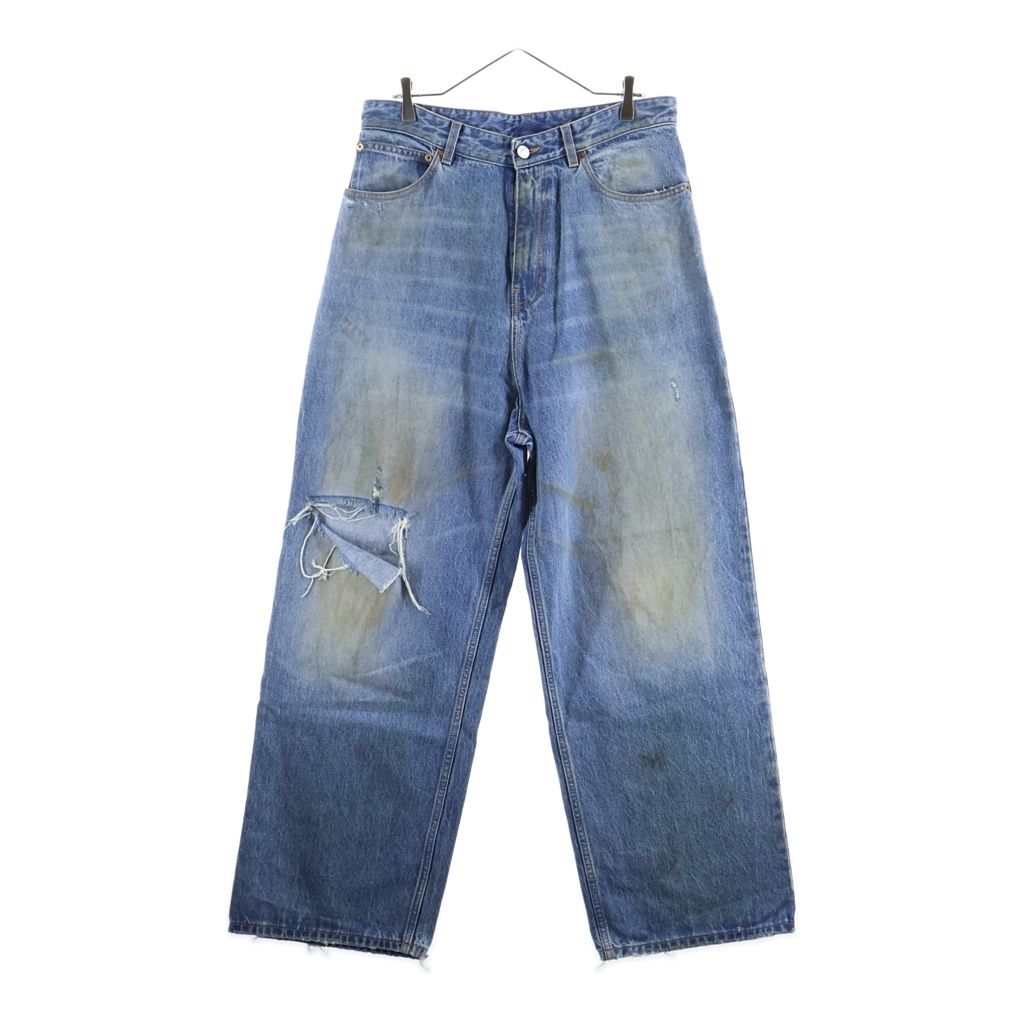 VETEMENTS (ヴェトモン) ダメージ バギージーンズ ワイドデニムパンツ