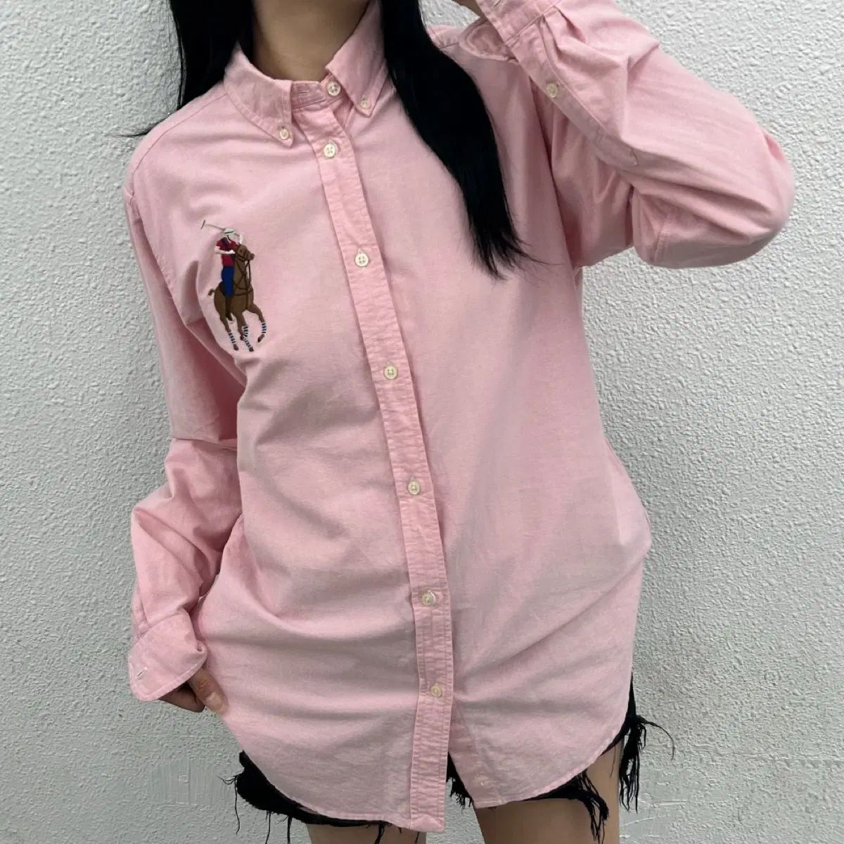 ポロ ラルフローレン オックスフォード ビックポニー ピンク シャツ XL