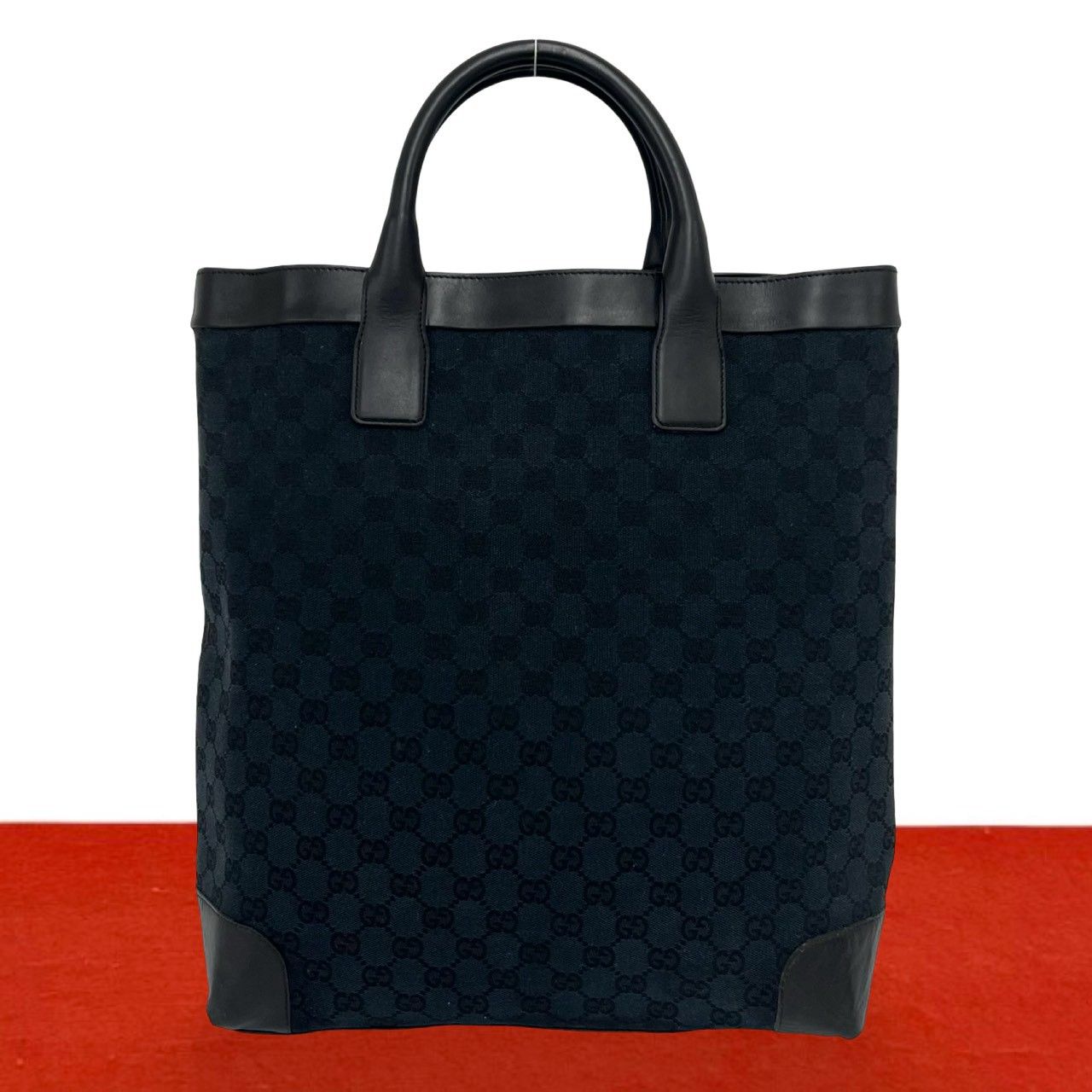 グッチ　GUCCI GGキャンバス トートバッグ　ハンドバッグ　レザー　黒 極 美品 希少品 GUCCI グッチ GG キャンバス GG 柄 レザー 本革 トート