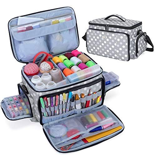 Luxja 裁縫箱 裁縫バッグ 大容量 ショルダーストラップ付き 裁縫道具 収納 持ち運び用 ソーイングバッグ バッグのみ グレードットym 2f95f284 6,103円