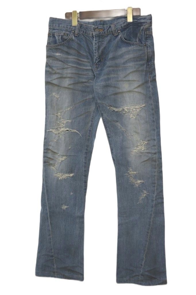 トルネードマート TORNADO MART DENIM L TPT-3612 USED加工 バックレースアップ フレア デニム パンツ 【ブランド古着ベクトル】【中古】●260907