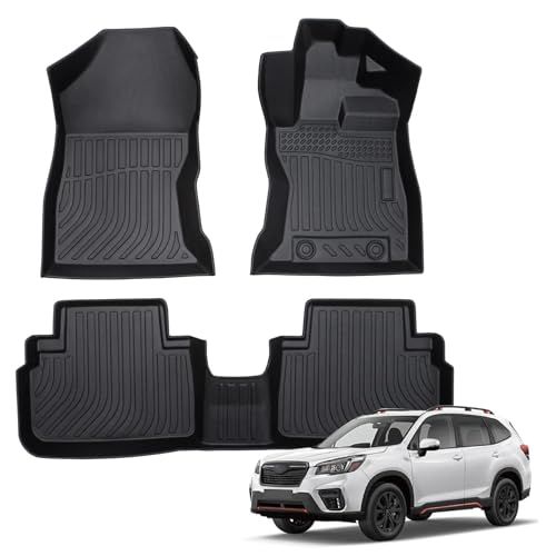 H★Orealauto スバル 新型 フォレスター フロアマット sk系 純正 ラバー 防水 3d ske/sk5/sk9型 専用 2018-2023年式 ゴムマット 運転席+後部座席 カーマット TPE素材 立体保護 取付簡単 耐汚れ カー a22c0be9