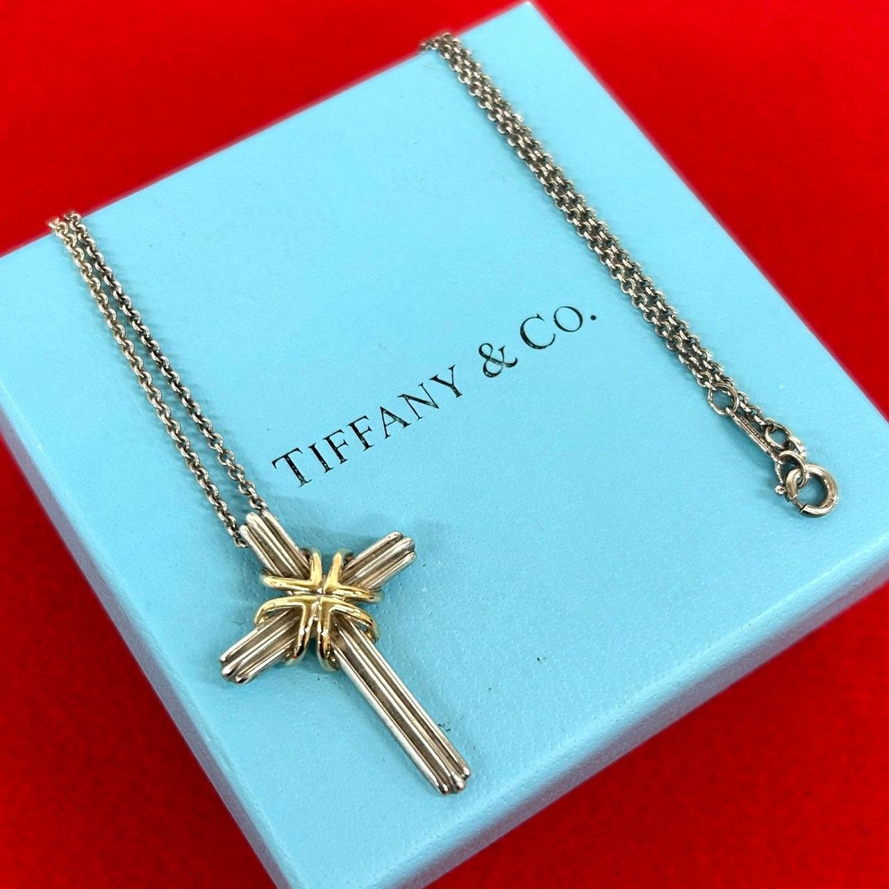 極 美品 TIFFANY&Co. ティファニー シグネチャー クロス ネックレス
