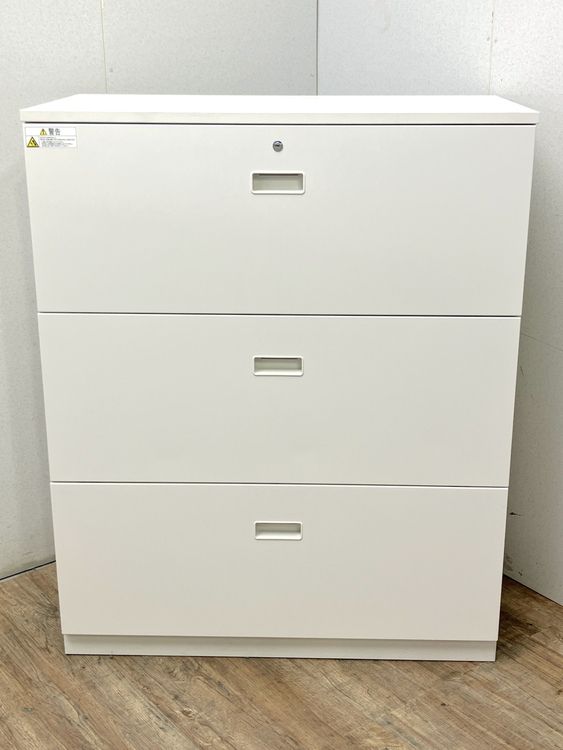 イトーキ 天板3段ラテラル書庫 スチール書庫 鍵付き 幅900 奥行450 高さ1120 オフィス 収納棚 可動棚 書類保管庫 収納 ホワイト 中古品