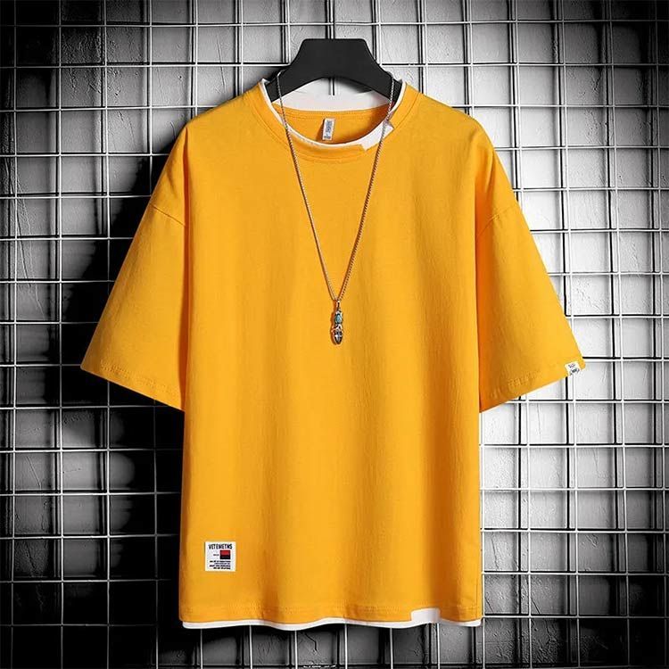 送料無料 tシャツ メンズ レイヤード 半袖 Ｔシャツ Uネック カジュアル おしゃれ 無地 大きい 男性 学生 夏 夏服 ダンス 運動会 文化祭 生日プレゼント 通勤 通学#tim351 thumbnail 2