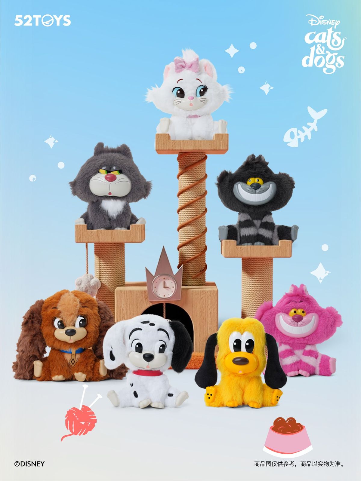 【予約】【新品】52TOYS BLINDBOX ディズニー キャッツ&ドッグス なかよし ぬいぐるみストラップ 6個入り1BOX【正規品】
