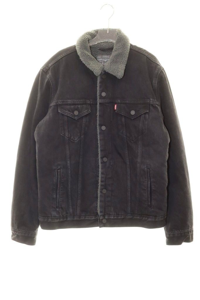 リーバイス Levi's SHERPA DENIM TRUCKER JACKET BLACK Lサイズ シェルパ デニム トラッカー ジャケット ボア ブラック 黒 【ブランド古着ベクトル】【中古】260908