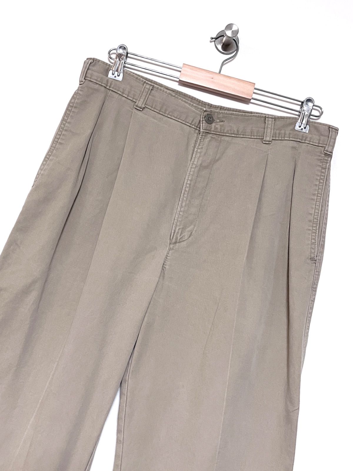 【DOCKERS】90s 2タックチノパンツ 実寸 W33 L30 程度 ベージュ ワイド ドッカーズ 古着