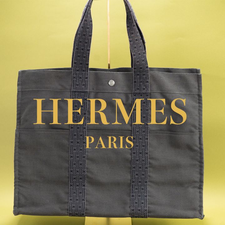 HERMES エルメス エールラインTGM キャンバス グレー シルバー金具
