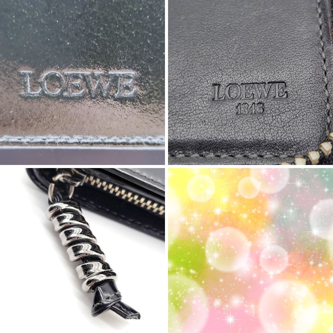 ロエベ LOEWE 2つ折り財布 二つ折り財布 レザー ブラック 黒 ラウンド