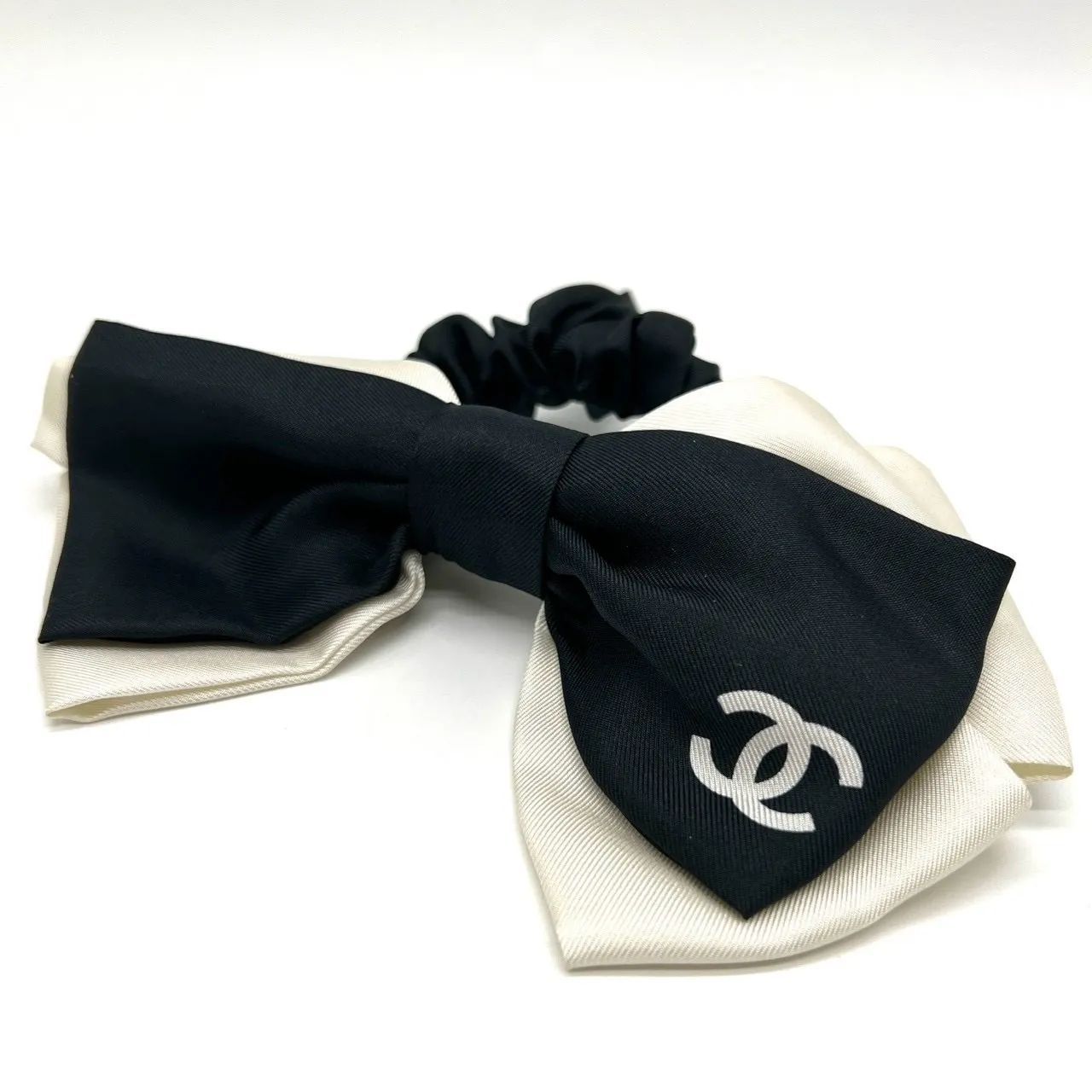 CHANEL シャネル ココマーク リボン シュシュ ブラック ホワイト