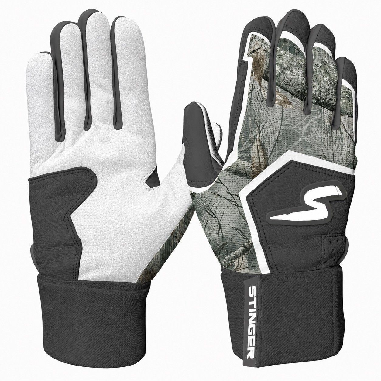 STINGER/スティンガー Winder Series Batting Gloves- Stealth Series - Hunt Your Pitch- Woodland バッティンググローブ 野球 革手袋 打撃用 両手用　ロングカフ