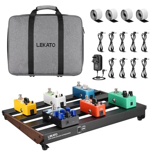 LEKATO ペダルボード 内蔵電源付きギターペダルボード アルミ合金製電源付きペダルボード 40x30x5cm/1kg キャリーバッグ ペダルケーブル 粘着フック面テープ付属（PB-03S★m b5ab1e96