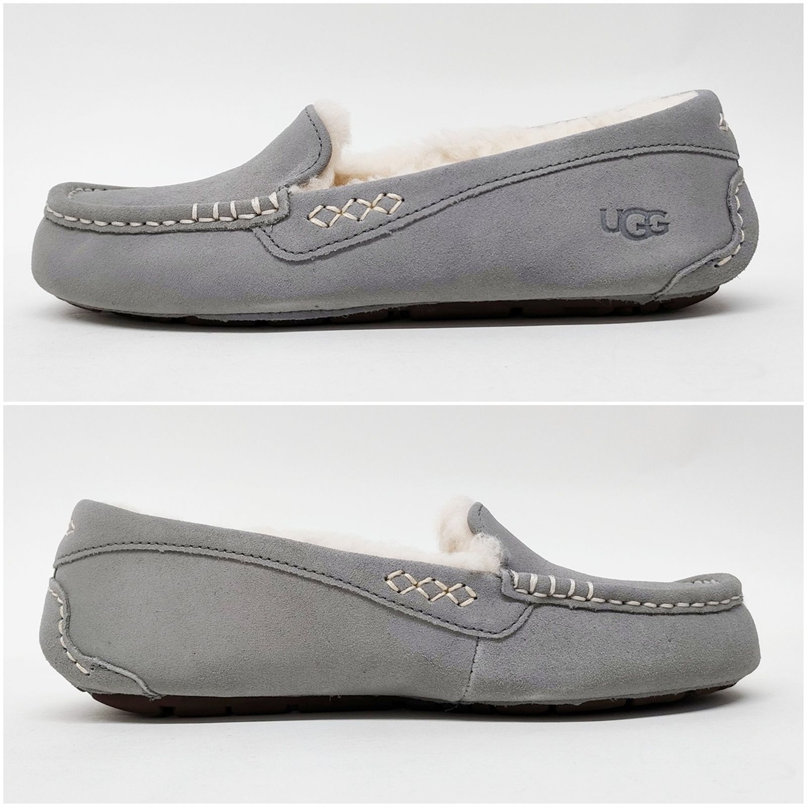 UGG 25cm アンスレー ライトグレー USA 8 ボア モカシン W ANSLEY
