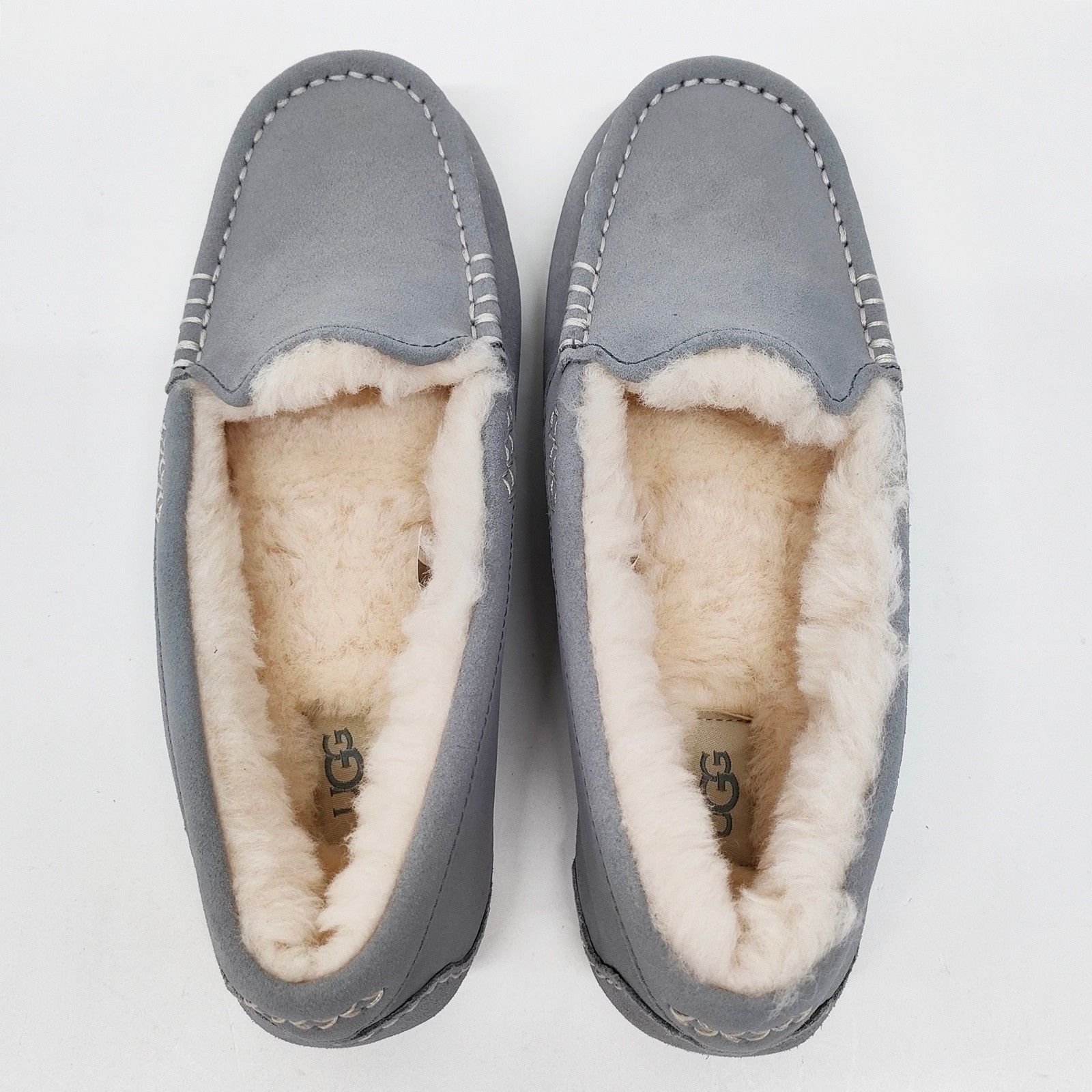 UGG 25cm アンスレー ライトグレー USA 8 ボア モカシン W ANSLEY
