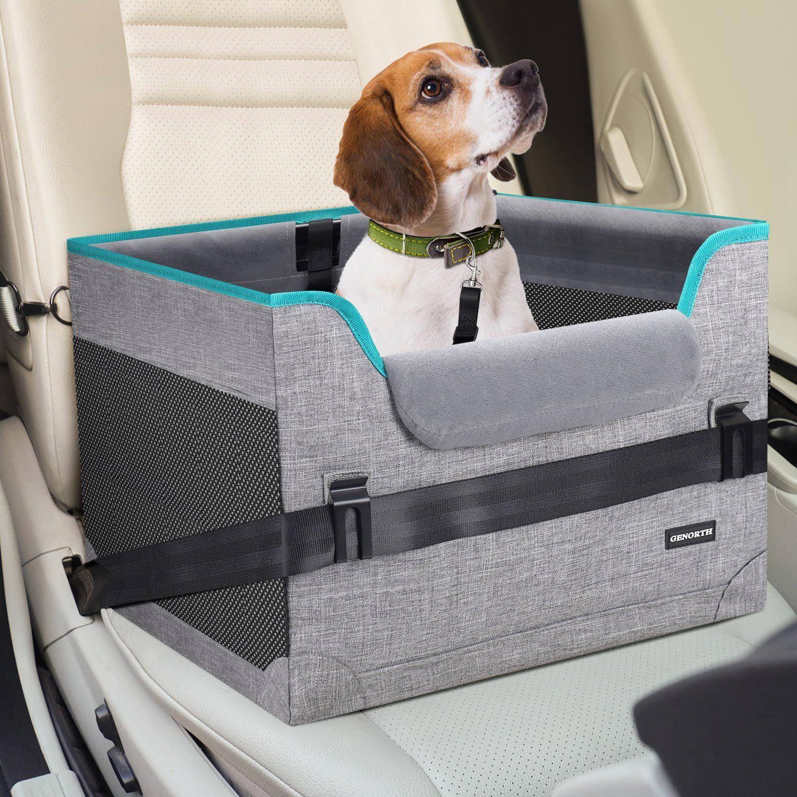 ペットドライブボックス ドライブシート 車用ペットシート ペット用品 座席用 飛び出し防止 取り外し可能 高品質2つメッシュウィンドウ 通気 無臭で耐久性 洗濯可 折りたたみ簡単 マット付き 中小型犬用 猫用（?+灰）★m 40abef9b
