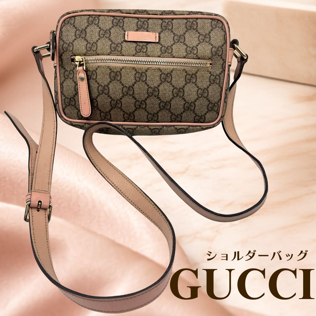 GUCCI グッチ GGスプリーム ショルダーバッグ ピンク PVC - メルカリ