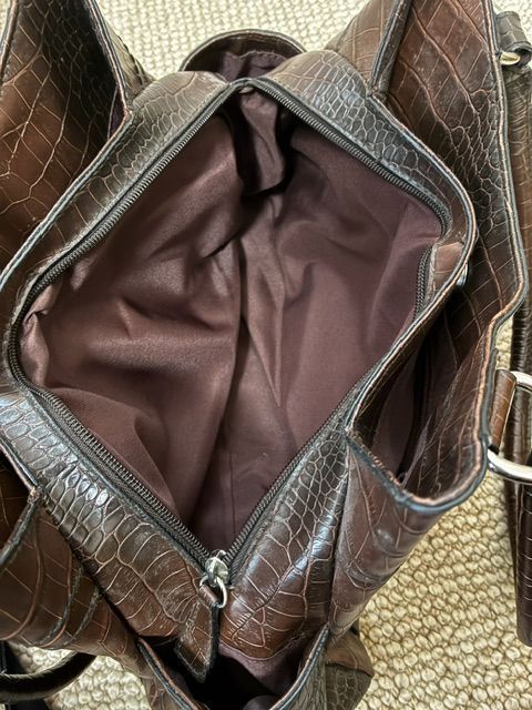 east 5th クロコ型押し ハンドバッグ ショルダーバッグ ダークブラウン