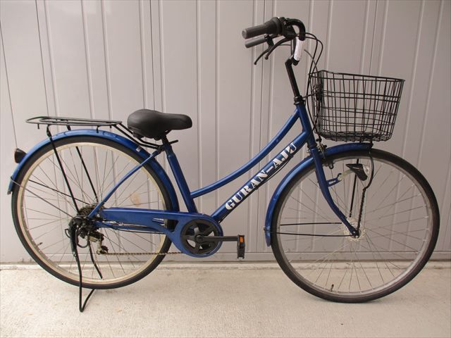F464★整備済み★完成車発送★中古自転車【　　27インチ　ママチャリ　青】