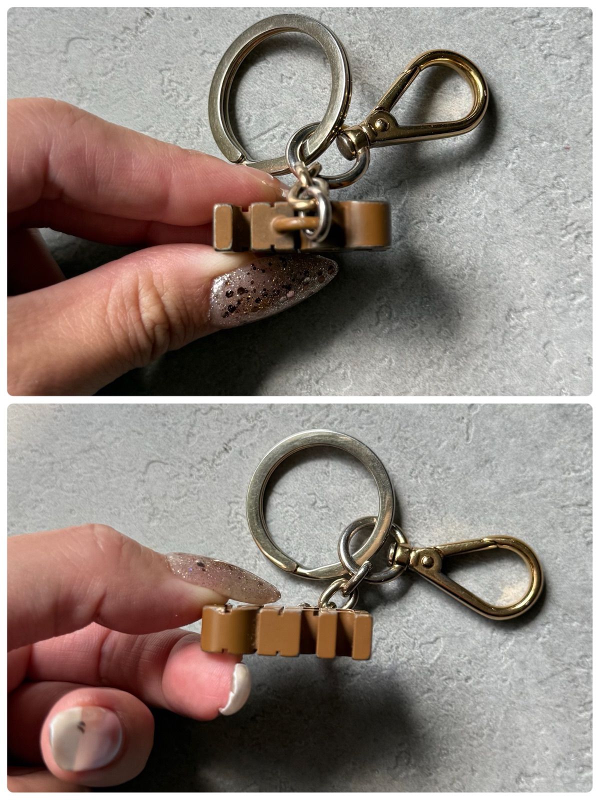 miumiu ミュウミュウ ロゴメタルキーリング キーホルダー キャメル