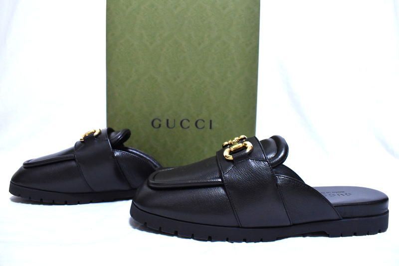 国内正規品】新品 GUCCI ホースビット レザー ミュールサンダル 8