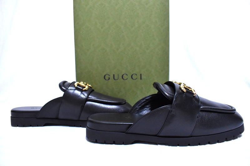 国内正規品】新品 GUCCI ホースビット レザー ミュールサンダル 8