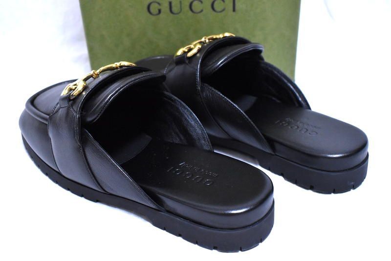 国内正規品】新品 GUCCI ホースビット レザー ミュールサンダル 8
