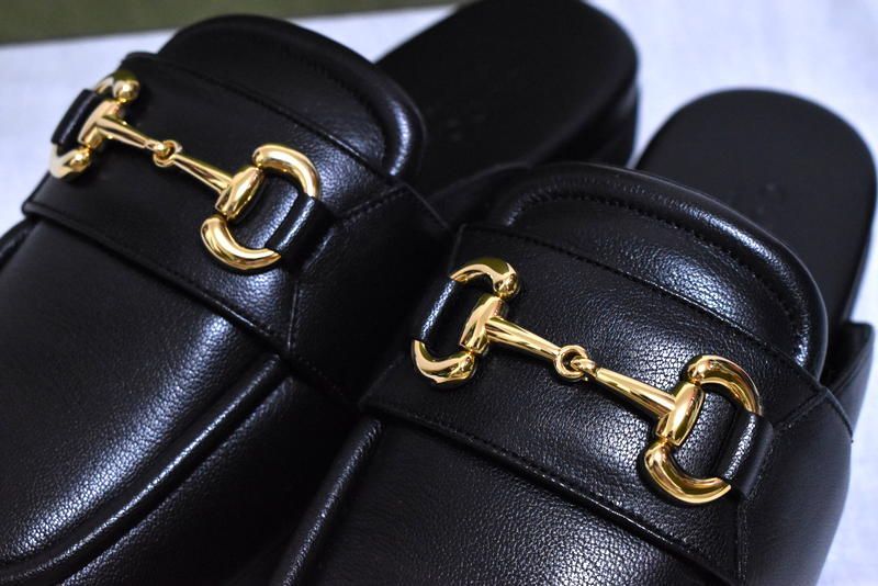 国内正規品】新品 GUCCI ホースビット レザー ミュールサンダル 8