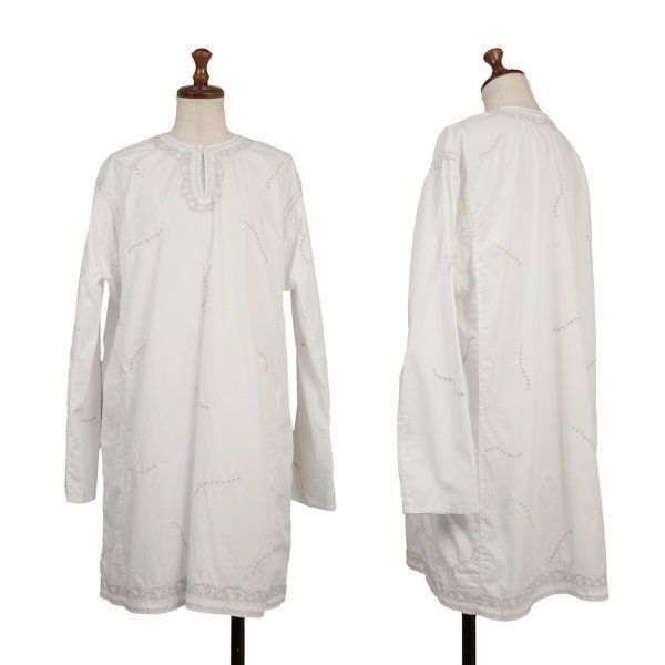イッセイミヤケ ハートISSEY MIYAKE HaaT ドットラインスキッパーチュニック 白他2